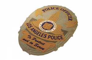 LAPD custom logo rug - grey and gold colors