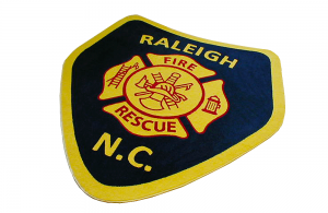 raleigh fire department custom logo rug - black and gold colors