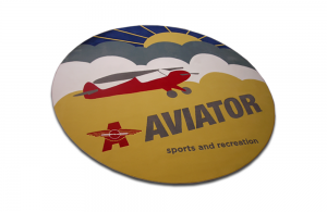 school custom logo rug - blue and yellow colors