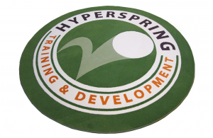 hyperspring custom logo rug - white and green colors