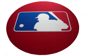 MLB custom logo rug - red and blue colors