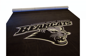 sw baptist locker room logo carpet - black and grey colors