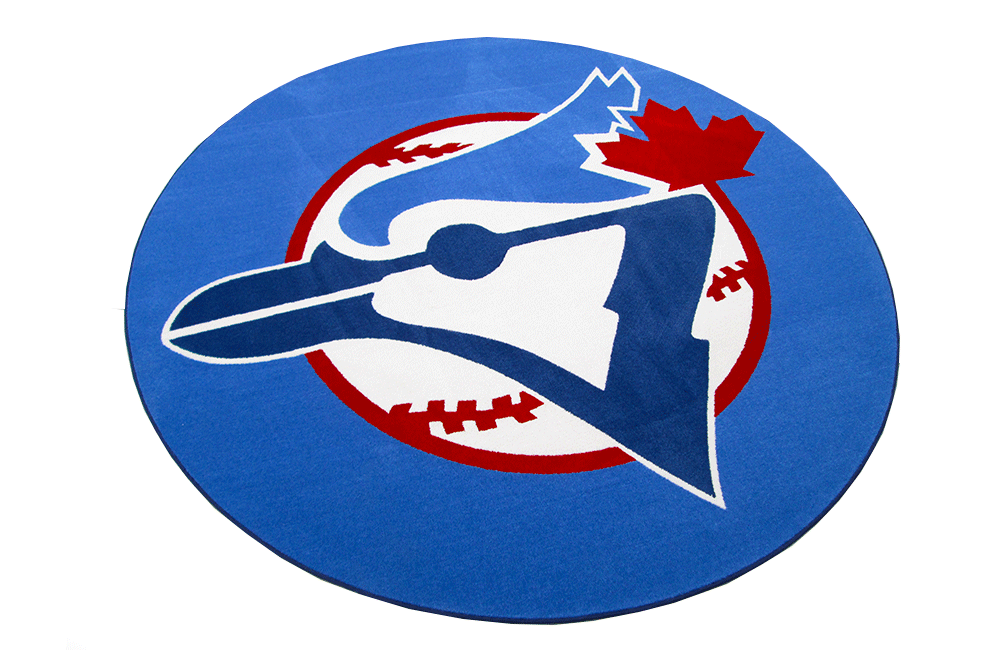 pro blue jays custom logo rug - blue and red colors