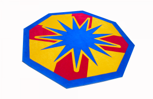 ft hood military logo carpet - blue and gold colors