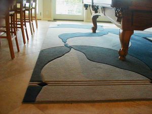 modern custom rug design - blue and grey colors - close up image