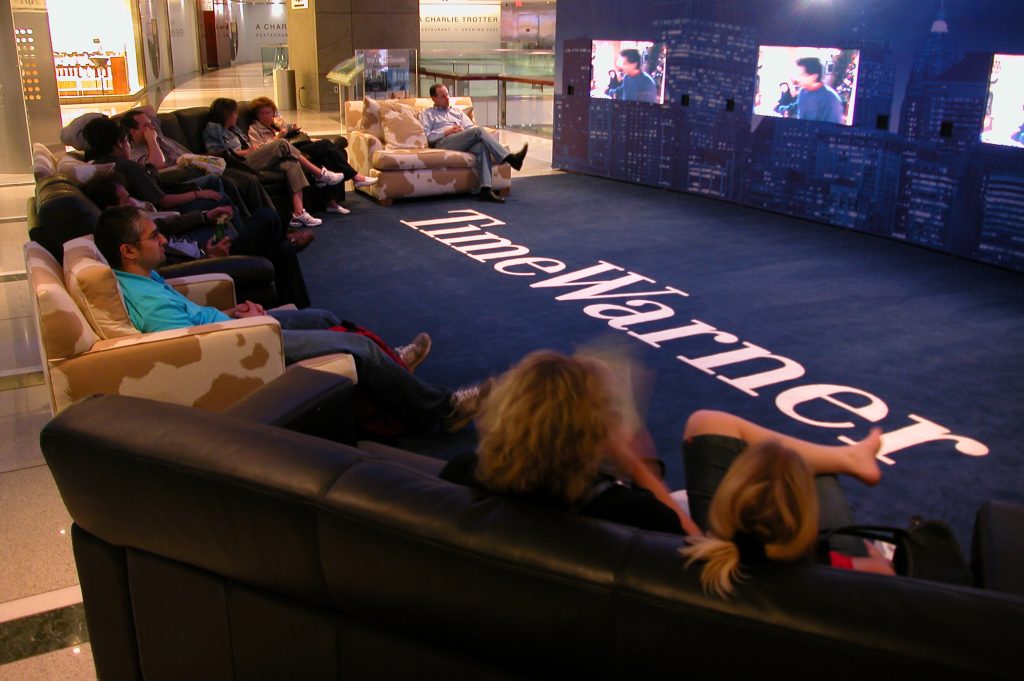 time warner corporate lobby logo rug